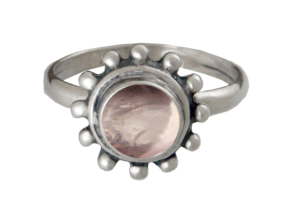 Sterling Silver Gemstone Ring With Rose Quartz Size 9